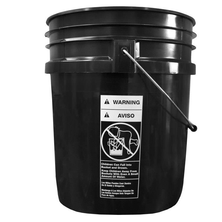 5 Gallon Black HDPE Plastic Open Head Pail W CWL Pipeline Packaging