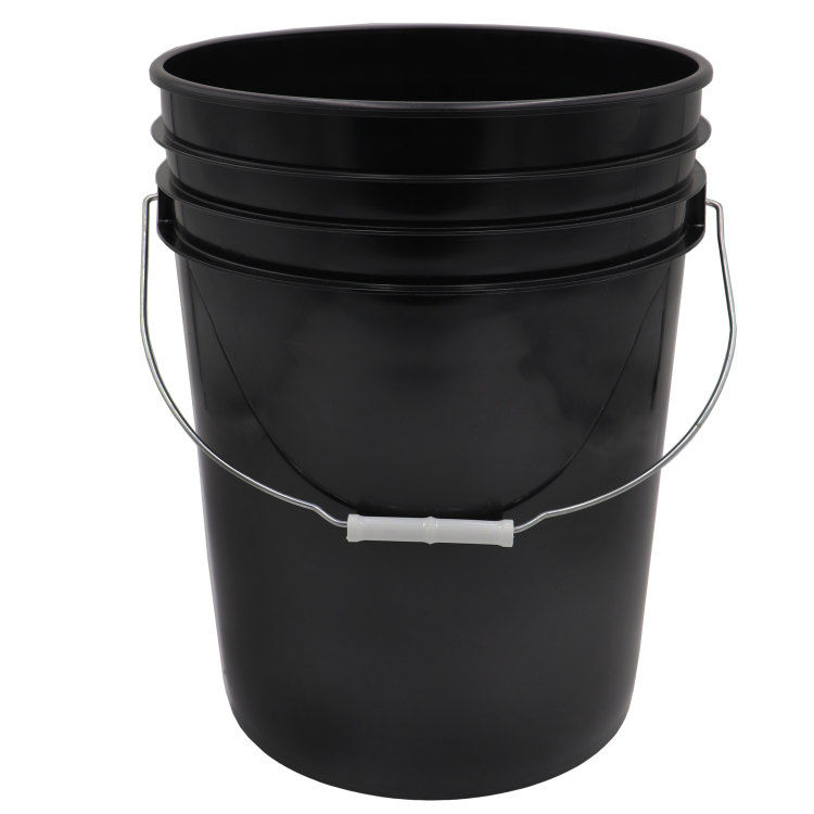 20 Liter Black HDPE Plastic Open Head Pail W Metal Handle Pipeline