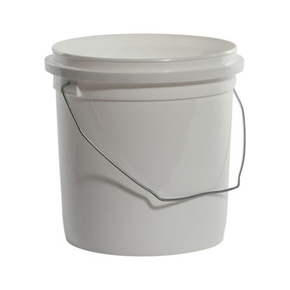 1 Gallon Plastic Bucket, Open Head, Tear Tab Lid - White - Best