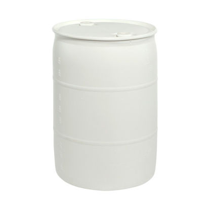 Picture of 55 Gallon White Plastic Tight Head Drum w/ 2" and 2" Fittings, UN Rated