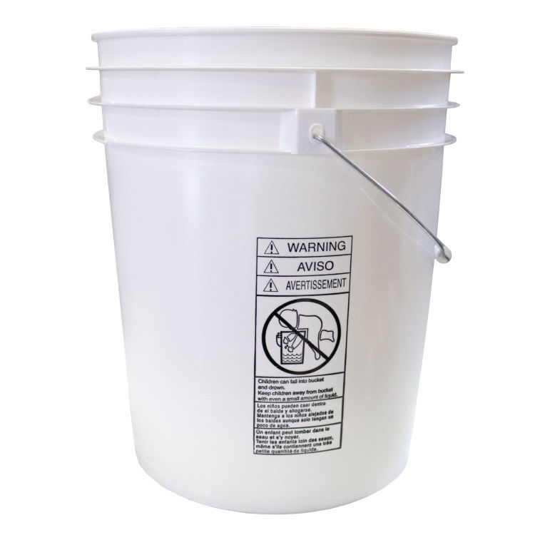 5 GALLON WHITE HDPE OPEN HEAD PAIL, 25% PCR, W/ METAL HANDLE AND ...