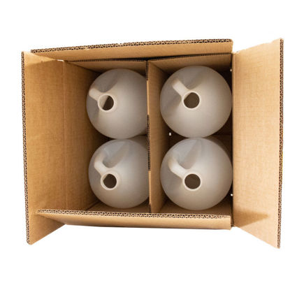 Picture of 128 oz (1-Gallon) Natural HDPE Industrial Round, 38-400 SPH, 130 Gram, Flame Treated, Kraft Carton, 4x1, 4G Pack, UN Rated