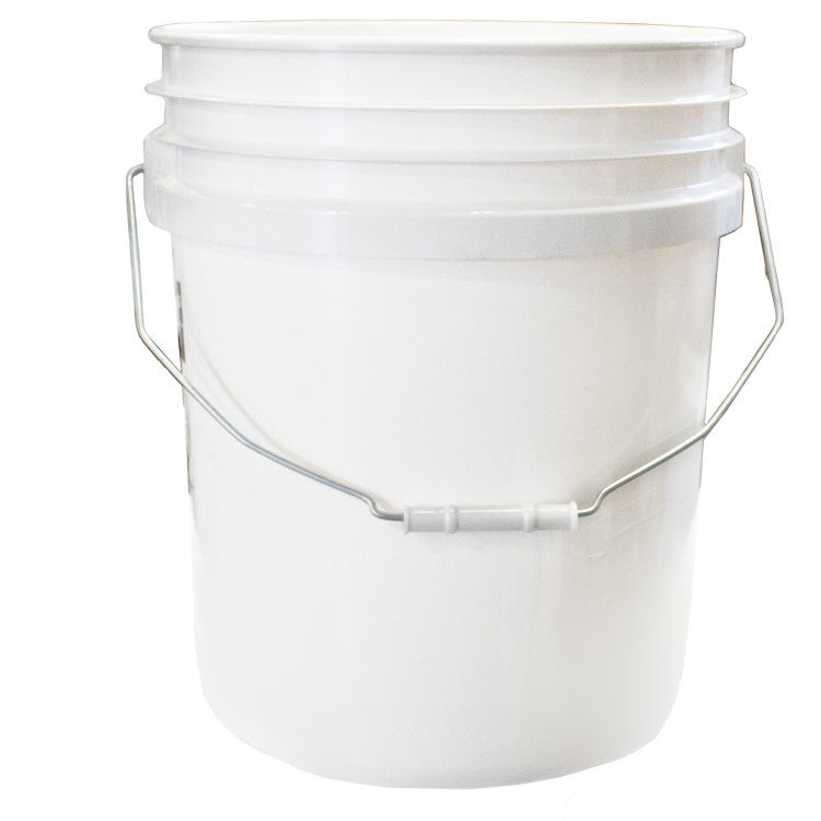 5 GALLON IVORY WHITE HDPE OPEN HEAD PAIL W/ CHILD WARNING LABEL ...