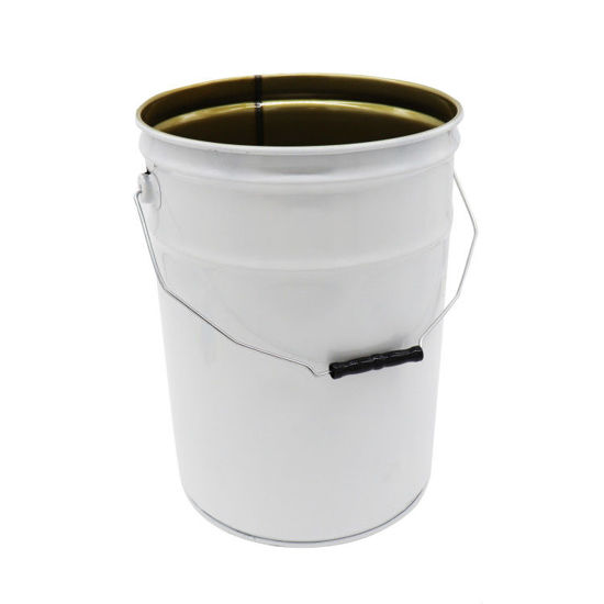 6 Gallon White Steel Open Head Pail, Phenolic Lined, UN Rated. Pipeline  Packaging