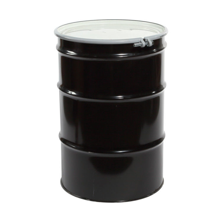 55 Gallon Black Steel Open Head Drum, Unlined, UN Rated, EPDM Gasket ...