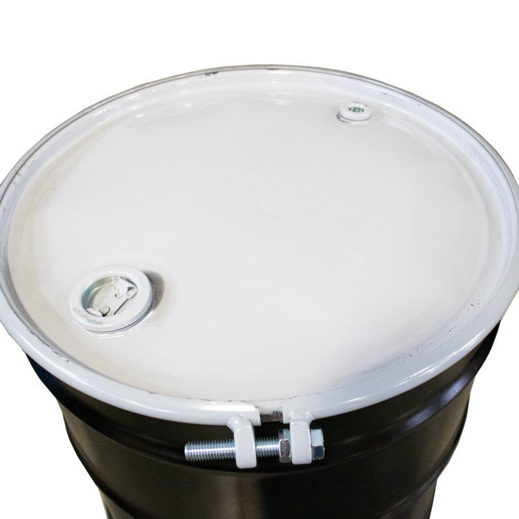 55 Gallon Black Open Head Steel Reconditioned Drum W White Cover Unlined 2 And 3 4 Fitting