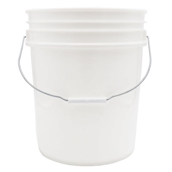 5 Gallon White HDPE Plastic Open Head Pail, w/ Black CWL, Metal Handle ...