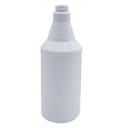Picture of 32 oz Blue/White HDPE Plastic Ring Neck Carafe Bottle, 28-400, 55 Gram, Small Bulb