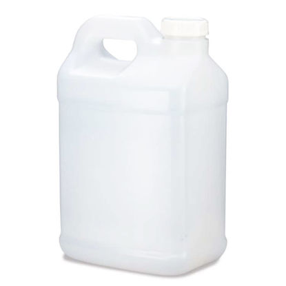 Picture of 2.5 Gallon Natural HDPE Plastic F-Style Rectangular Bottle, 2x1, Kraft Box, 63 mm Neck Finish