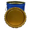 Picture of 5 Gallon Blue Straight Side Steel Open Head Pail, Single Bead, Clear Phenolic Lining, w/ Blue Lug Cover, Flow in Gasket, CWL Label, UN Rated