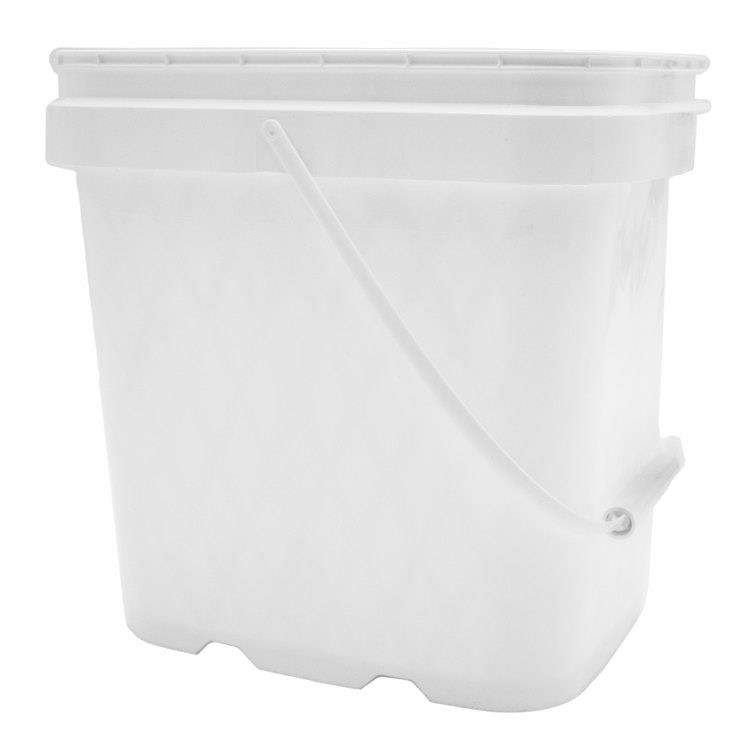 2 Gallon White HDPE Plastic EZ Stor Rectangle Pail w/ Plastic Bail and ...