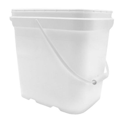 Picture of 2 Gallon White HDPE EZ RoPak Stor Rectangle Plastic Pail w/ Plastic Bail and Handle