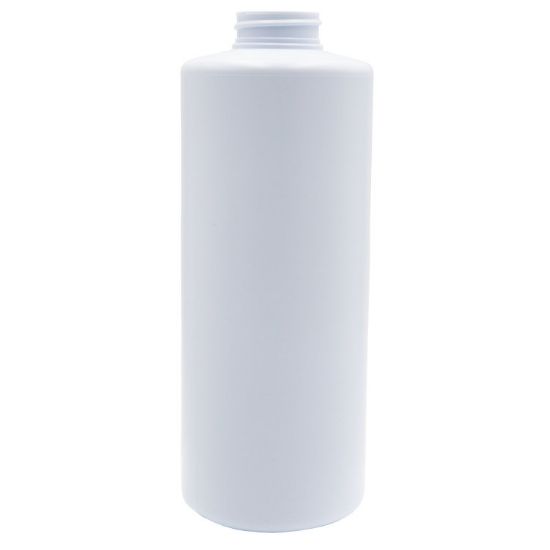 Picture of 32 oz Blue/White HDPE Plastic Cylinder Bottle, 55 Gram, Flame Treated, 38-400