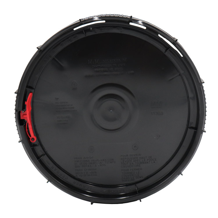 2.5 Gallon Black HDPE Screw Top Plastic Pail Cover, Life-Latch New ...