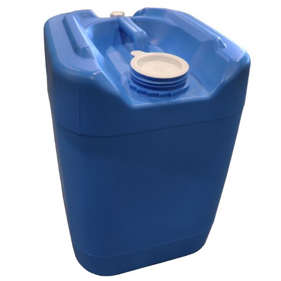 Picture of 20 Liter Blue HDPE Plastic Square Tight Head Pail w/ Integral Handle, 70 MM RXT 6TPI Fittings, UN Rated w/ 18 MM Closed Vent Cap