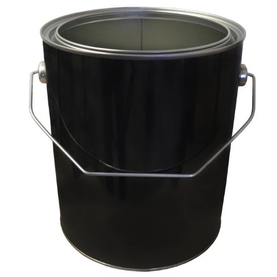 Picture of 1 Gallon Black Round Paint Can, Unlined, w/ Attached Metal Bail