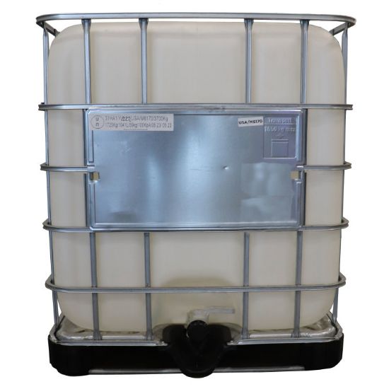 Picture of 275 Gallon Reconditioned IBC Tote, Steel Cage Pallet, w/ Valve Black Cap, UN Rated
