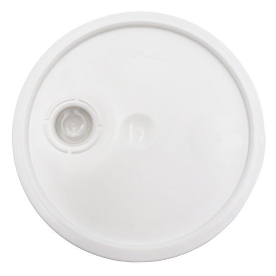 Picture of 3.5-6 Gallon White HDPE Plastic Pail Cover, w/ Tear Tab, 1 3/4" Tint Plug (TFS-2P)