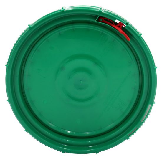 Picture of 3.5-6.5 Gallon Green HDPE Plastic Life Latch Screwtop Pail Cover, w/ Gasket