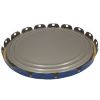 Picture of 2.5-7 Gallon Chevron Blue Steel Pail Lug Cover, Rust Inhibited, No Fitting, Flow in Gasket, 26 Gauge