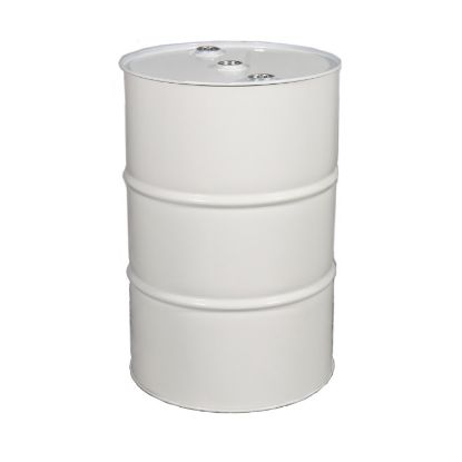 Picture of 55 Gallon White Steel Tight Head Drum, Clear Epoxy Phenolic Lining, w/ 3 x 2" T Fittings, EPDM Gasket, UN Rated