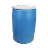 Picture of 55 Gallon Blue Plastic Open Head Delcon Drum, w/ Natural Cover, Plastic Lever Lock Ring, 2" & 3/4" Fittings, UN Rated