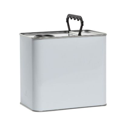 Picture of 2.5 Liter White Coat F-Style Metal Can, Black Plastic Handle, Unlined, 42 mm REL, 175 mm x 108 mm x 158 mm, UN Rated