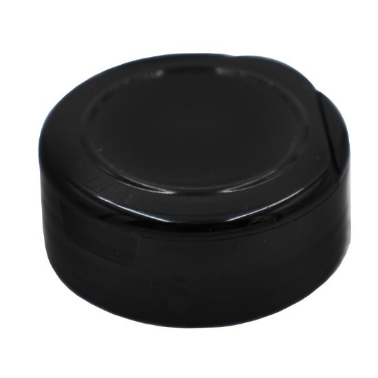 Picture of 48mm Black PP Plastic Spice Cap, 5.3" Orifice, Heat Seal Liner w/ "Sealed for Freshness"