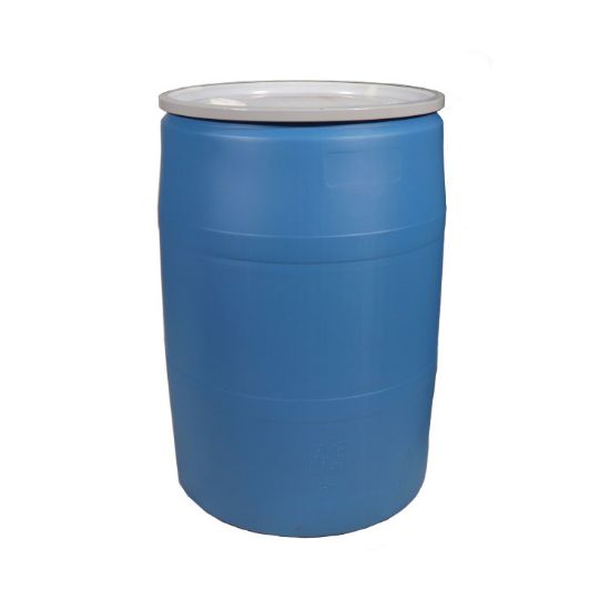 Picture of 55 Gallon Blue HDPE Plastic Open Head Drum, Natural Cover, UN Rated