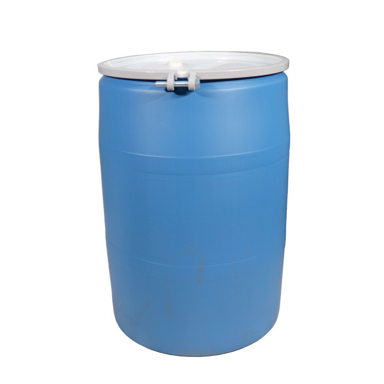 55 Gallon Blue HDPE Plastic Open Head Drum, Natural Cover, UN Rated