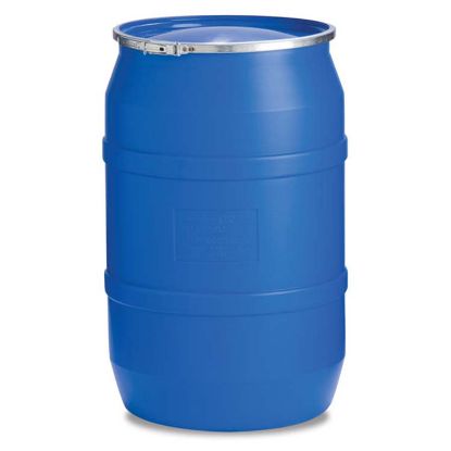 Picture of 55 Gallon Blue HDPE Plastic Open Head Drum, w/  Blue Cover, Tapered Bottom, No Fittings, Lever Lock Ring, UN Rated