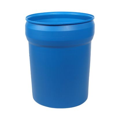 Picture of 40 Gallon Blue HDPE Plastic Open Head Nestable Drum, w/ Blue Plain Cover, Lever Lock Ring, UN Rated