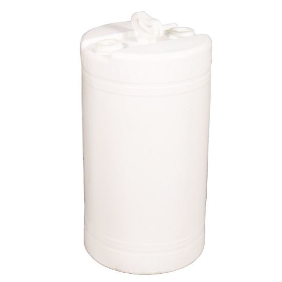 Picture of 20 Gallon White HDPE Plastic Tight Head Drum, 2" Buttress & 2" NPT Fittings, UN Rated