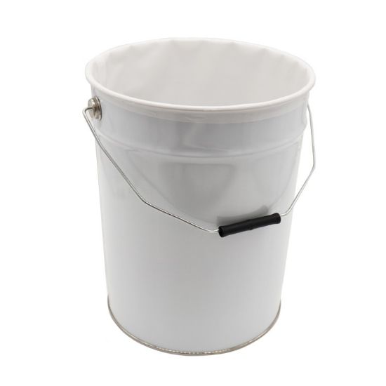 Picture of 22 Liter White Tinplate Open Head Pail, Lacqured with LDPE Liner