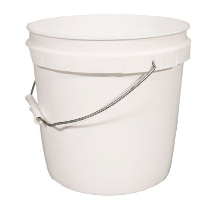 Picture of 2 Gallon White HDPE Plastic Open Head Pail, 65mil, w/ Metal Handle, White Plastic Grip