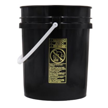 Picture of 5 Gallon Black Regrind HDPE Plastic Open Head Pail, w/ Plastic Handle, w/ CWL