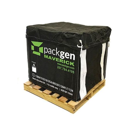 Picture of Black Maverick Enviro Pack Bulk Box Cubic Yard Container, 36"X36"X36" ID, 2 Flap Closure, Cover Tie on Integrated Lift Straps, 6mil Liner, UN13H14