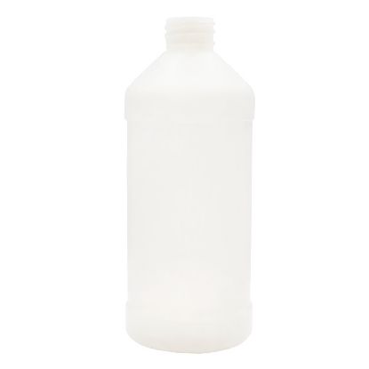 Picture of 16 oz Natural HDPE Plastic Modern Round Bottle, 28-410, 31 Grams, Fluorinated Super Level 5