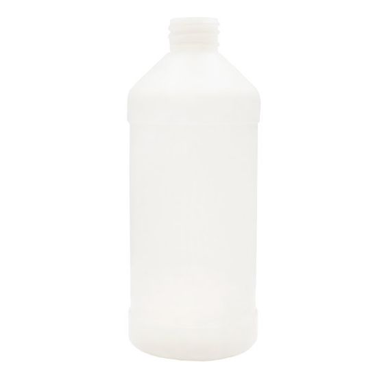 Picture of 16 oz Natural HDPE Plastic Modern Round Bottle, 28-410, 31 Grams, Fluorinated Super Level 5