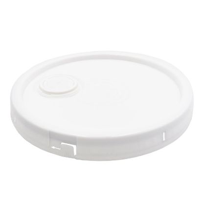 Picture of 3.5-6 Gallon White HDPE Plastic Pail Cover, Tear Tab, Plastic Spout, EPDM Gasket