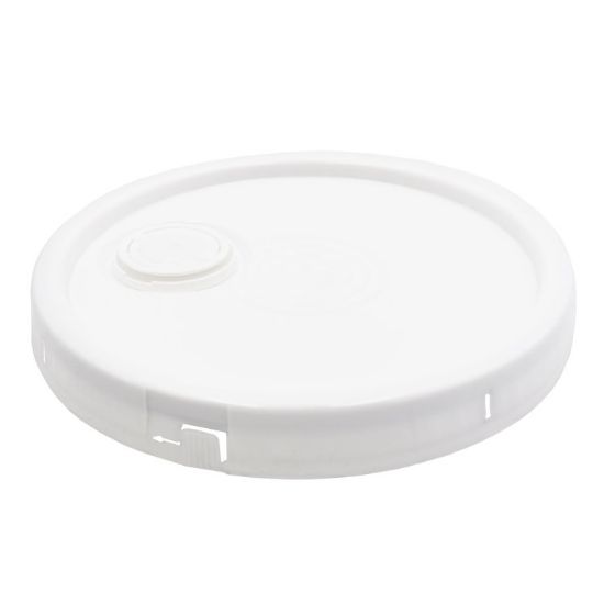 Picture of 3.5-6 Gallon White HDPE Plastic Pail Cover, Tear Tab, Plastic Spout, EPDM Gasket