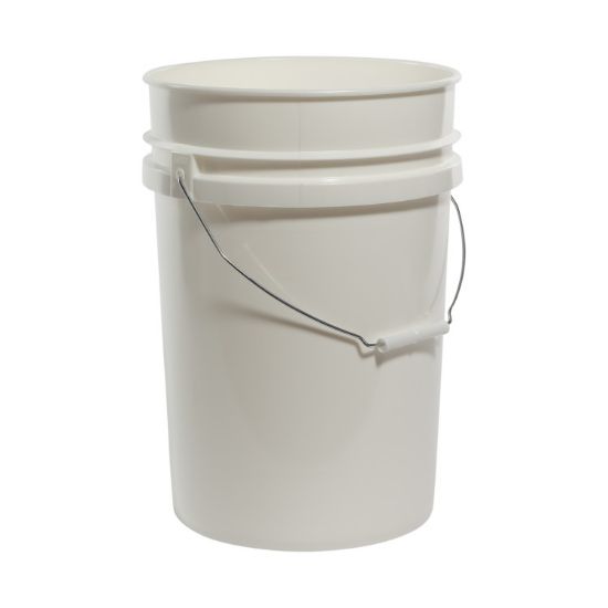 Picture of 6 Gallon White HDPE Plastic Open Head Pail, w/ CWL, UN Rated