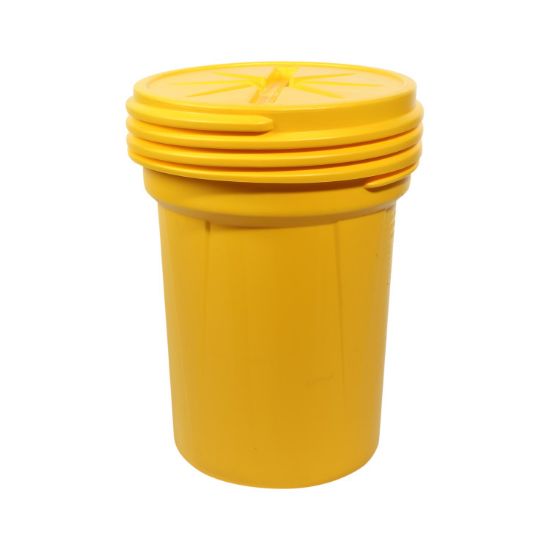 Picture of 30 Gallon Yellow Plastic HDPE Screw Top Overpack Open Head Drum, w/ Screw Top Cover, UN Rated