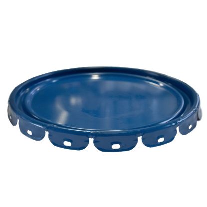 Picture of 2.5-7-Gallon Blue #288 Inhibited Steel Open Head Lug Cover, UN Rated, Flow in Gasket, 24 Gauge