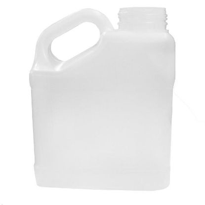 Picture of 96 oz Natural HDPE Plastic Slant Handle Bottle, 63MM TE ABO Neck Finish