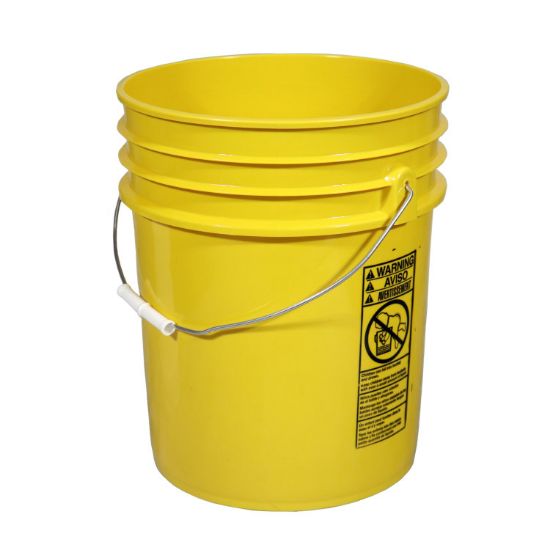 Picture of 5 Gallon Yellow HDPE Plastic Open Head Pail, w/CWL, UN Rated w/ Metal Handle