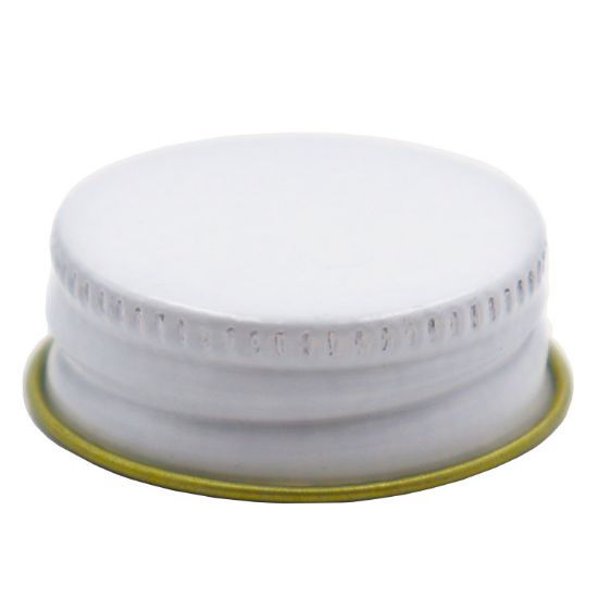 Picture of 28 mm 28-400 White/Gold Metal Cap w/ Pulp and Poly Liner