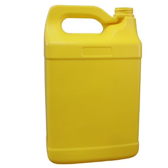 Picture of 128 oz Yellow HDPE Plastic F-Style Bottle, 38-400 Neck Finish, Fluorinated Level 3