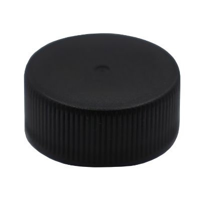 Picture of 24 mm, 24-400 Black PP Plastic Matte Top, Ribbed Side Cap w/ F217 & PS22 Plain Liner