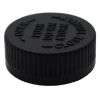 Picture of 38 mm, 38-400 Black PP Plastic Child Resistant Cap w/ Heat Seal Liner,  Embossed Push-Down & Turn